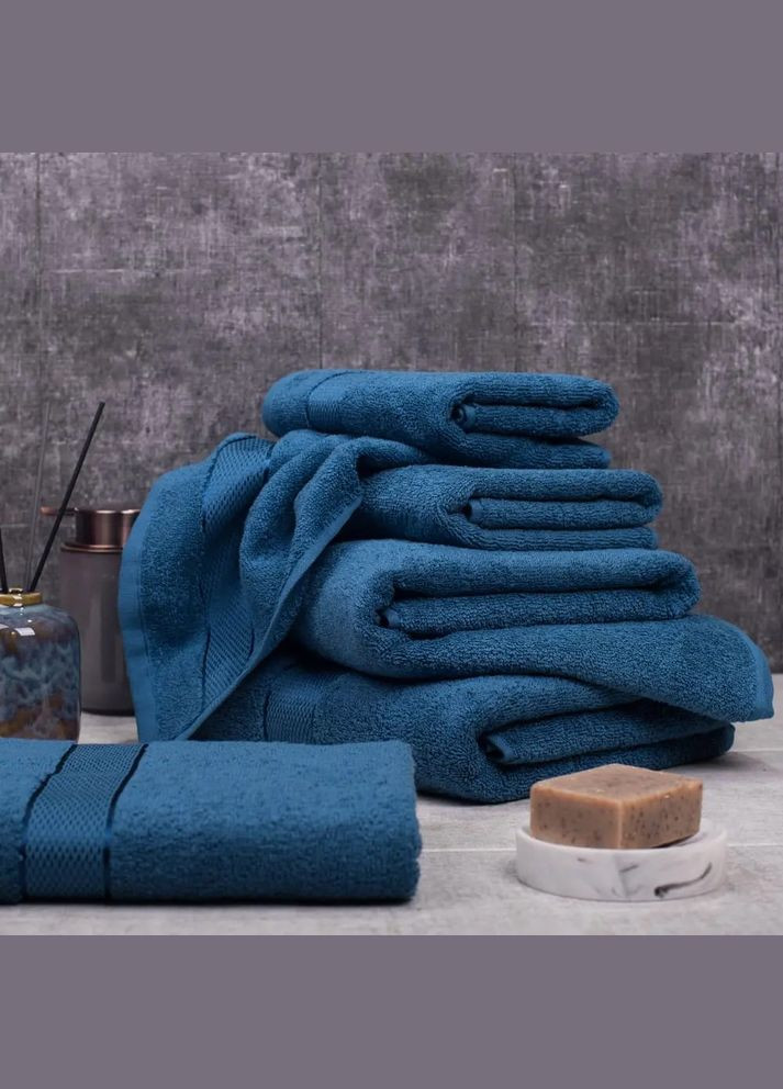 Aisha Home Textile рушник махровий aisha - royal джинс 70*140 (400 г/м2) синій виробництво -