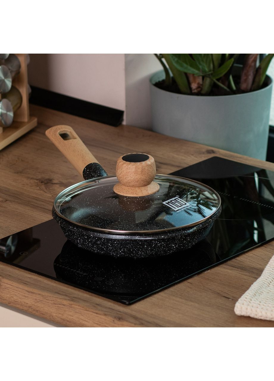Мраморная алюминиевая сковорода с антипригарным покрытием Ø 22 см черная HP-4-422B MGC (370801797)
