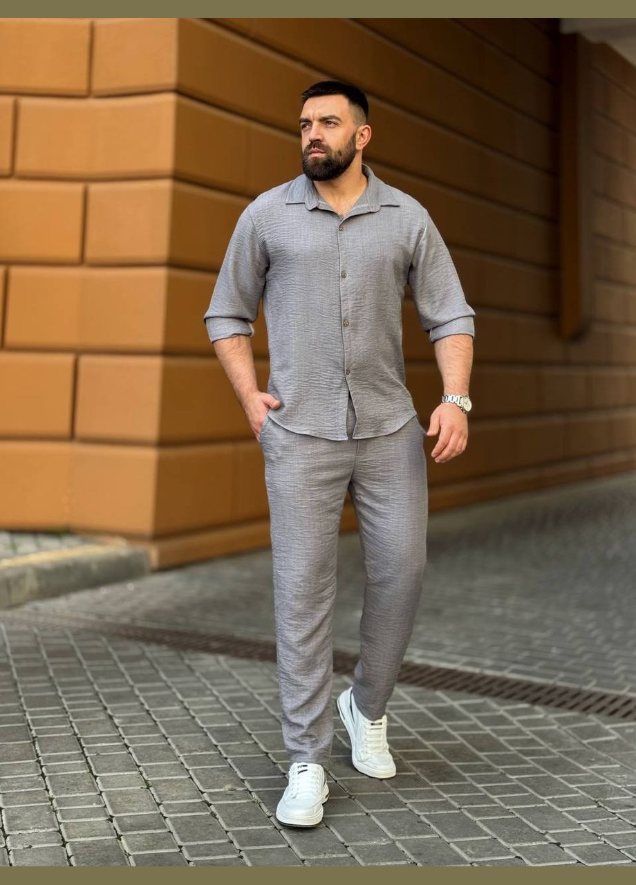 Серый летний костюм с рубашкой, брючный Україна Your style