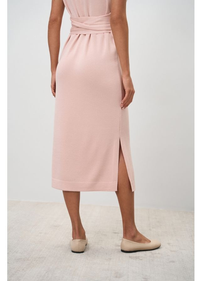 Пудровое повседневный женское платье удлиненное прямого силуэта (2869) Triko Bakh