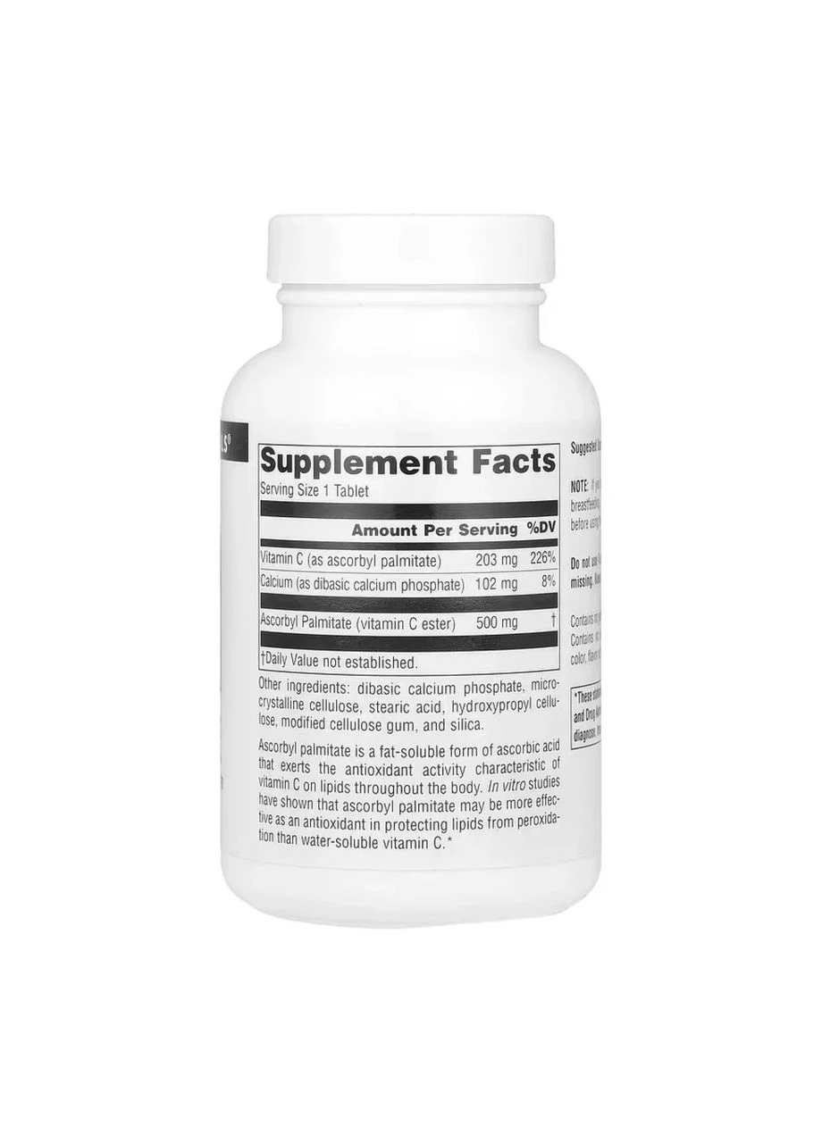 Аскорбіл пальмітат Ascorbyl Palmitate 500 мг, 90 таблеток Source Naturals (377356362)