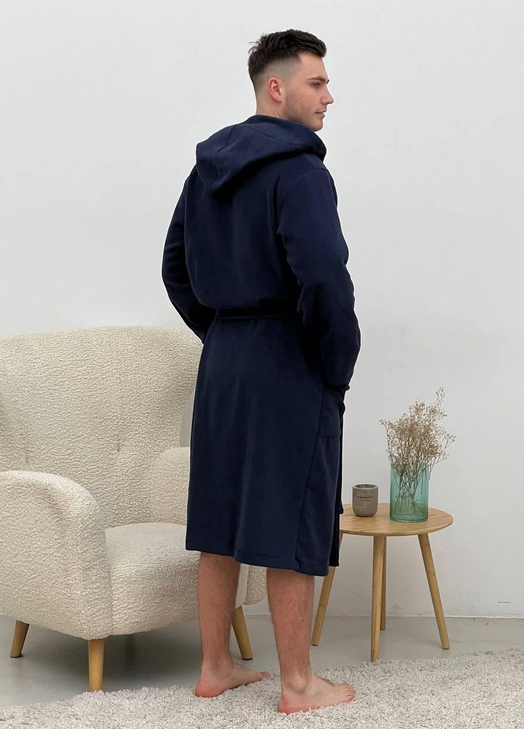 Чоловічий флісовий халат із капюшоном, розмір M Vishnya (328389337)