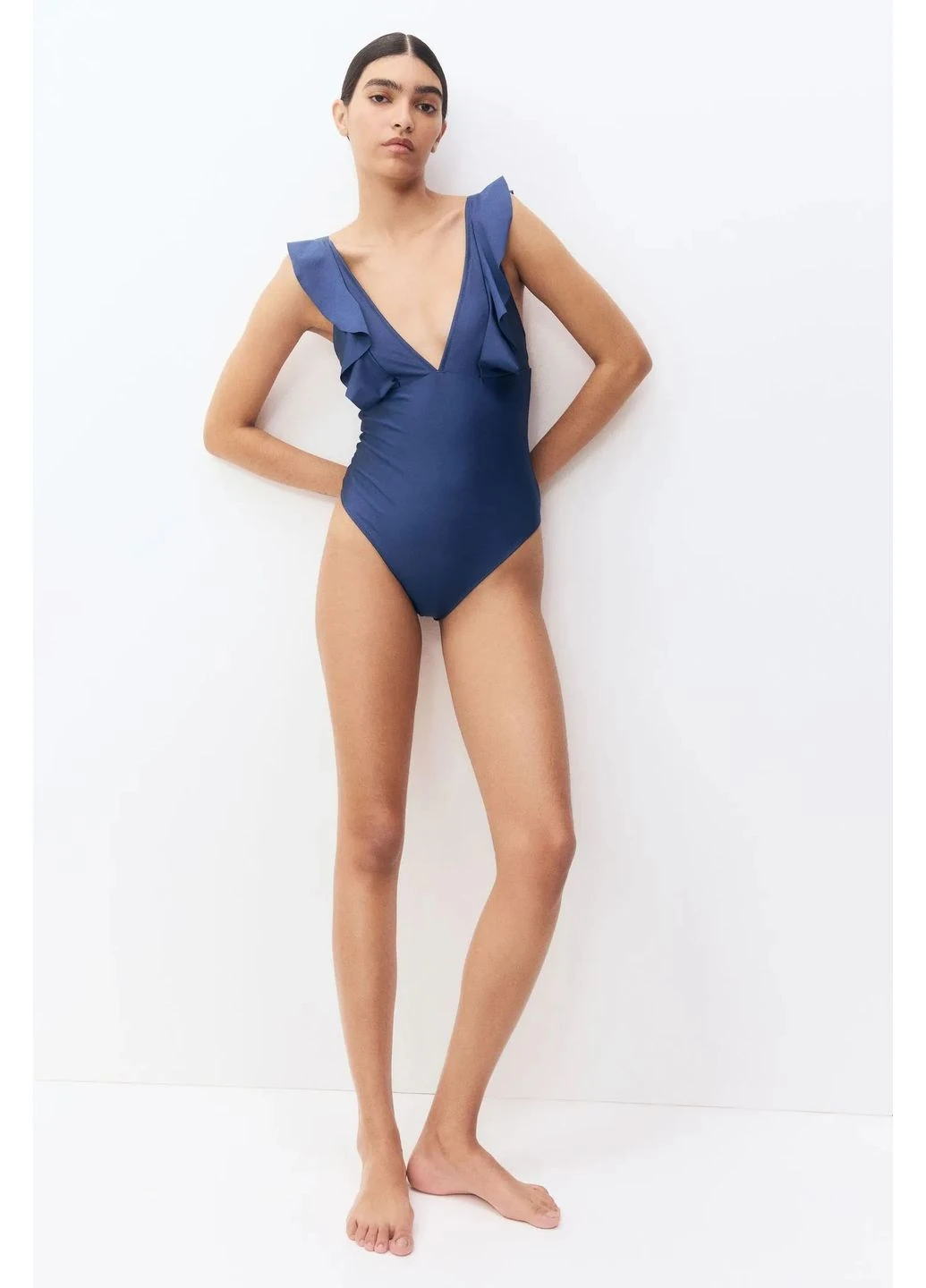 Синій літній купальник суцільний, пландж H&M