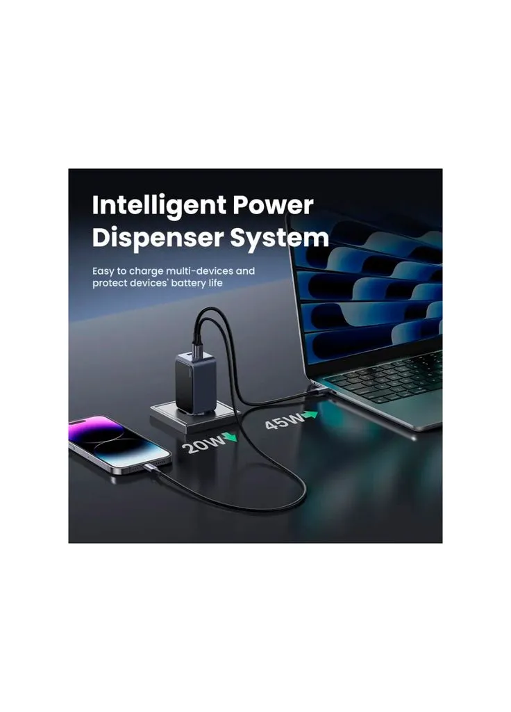 Зарядний пристрій 3xUSB 65W (2xUSB-C+USB-A) Gan Nexode Fast Charger Grey X553 (35042) Ugreen (393966027)