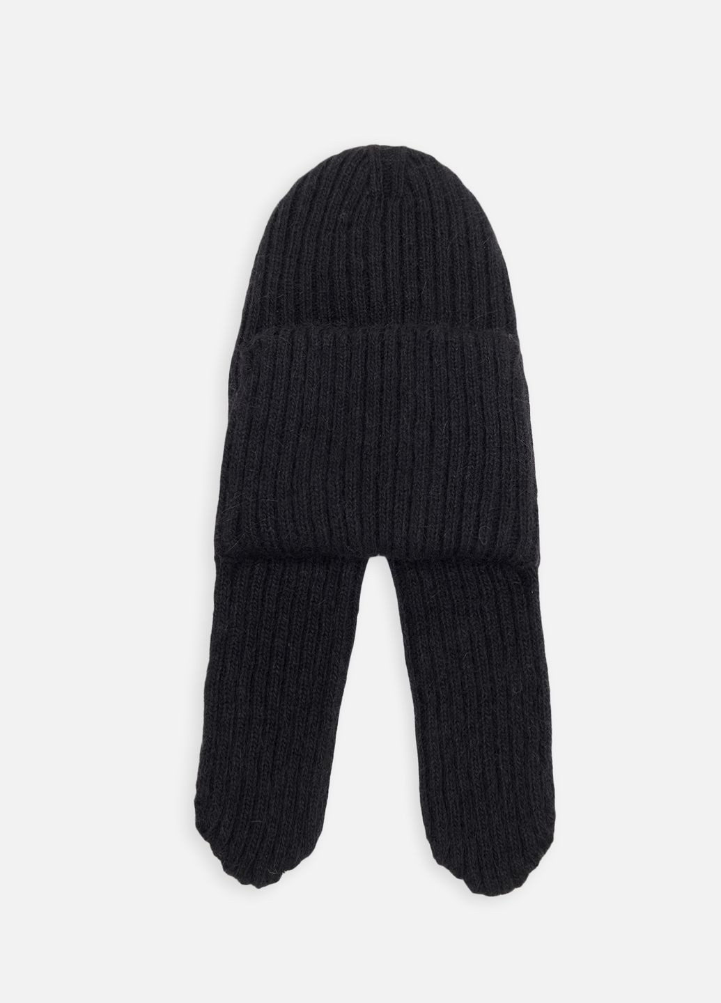 Женская шапка с отворотом и ушками цвет черный ЦБ-00263303 Top Hat (308790595)