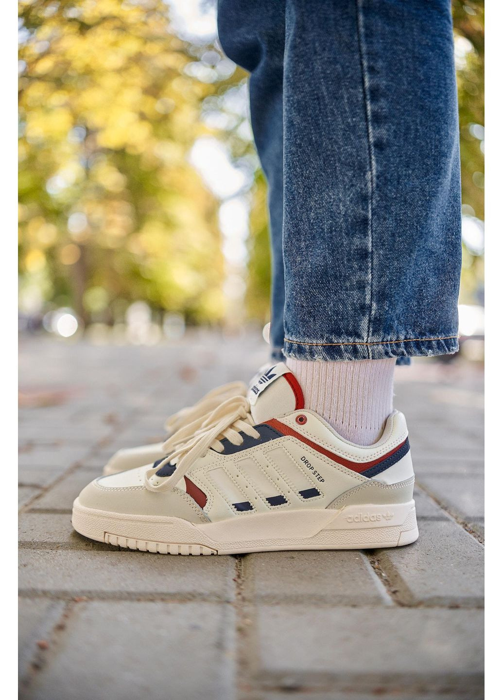 КРОССОВКИ ЖЕНСКИЕ ADIDAS DROP STEP LOW BEIGE BLUE АДИДАС ДРОП СТЕП No Brand бежевые демисезоны (367175149)