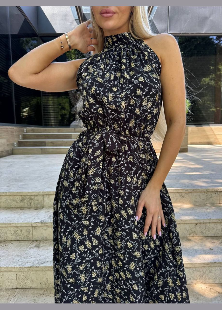 Чорна кежуал сукня N.Family з квітковим принтом