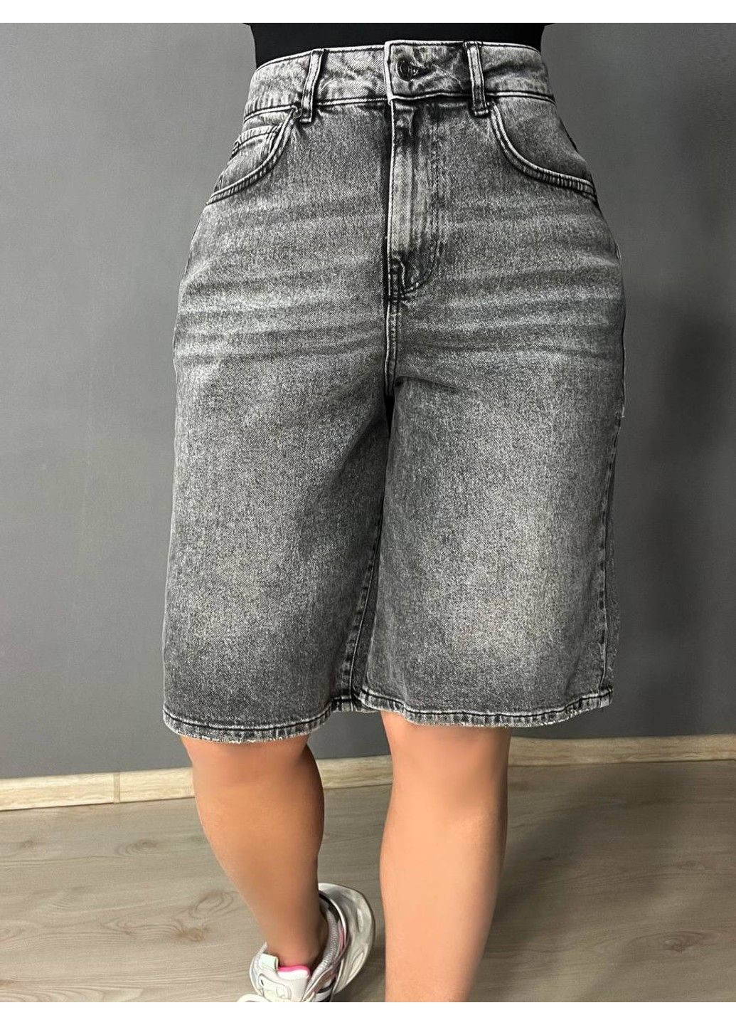 Шорти жіночі джинсові 4868 бермуди великі розміри сірі Zeo Basic (332110821)