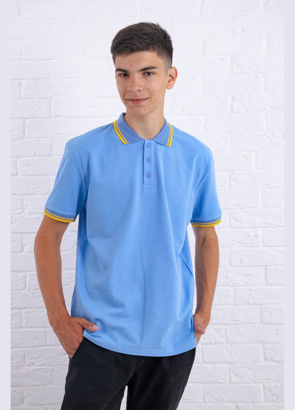 Голубой футболка-голубая с желтой полоской футболка поло мужская classic 3xl(56) для мужчин TvoePolo