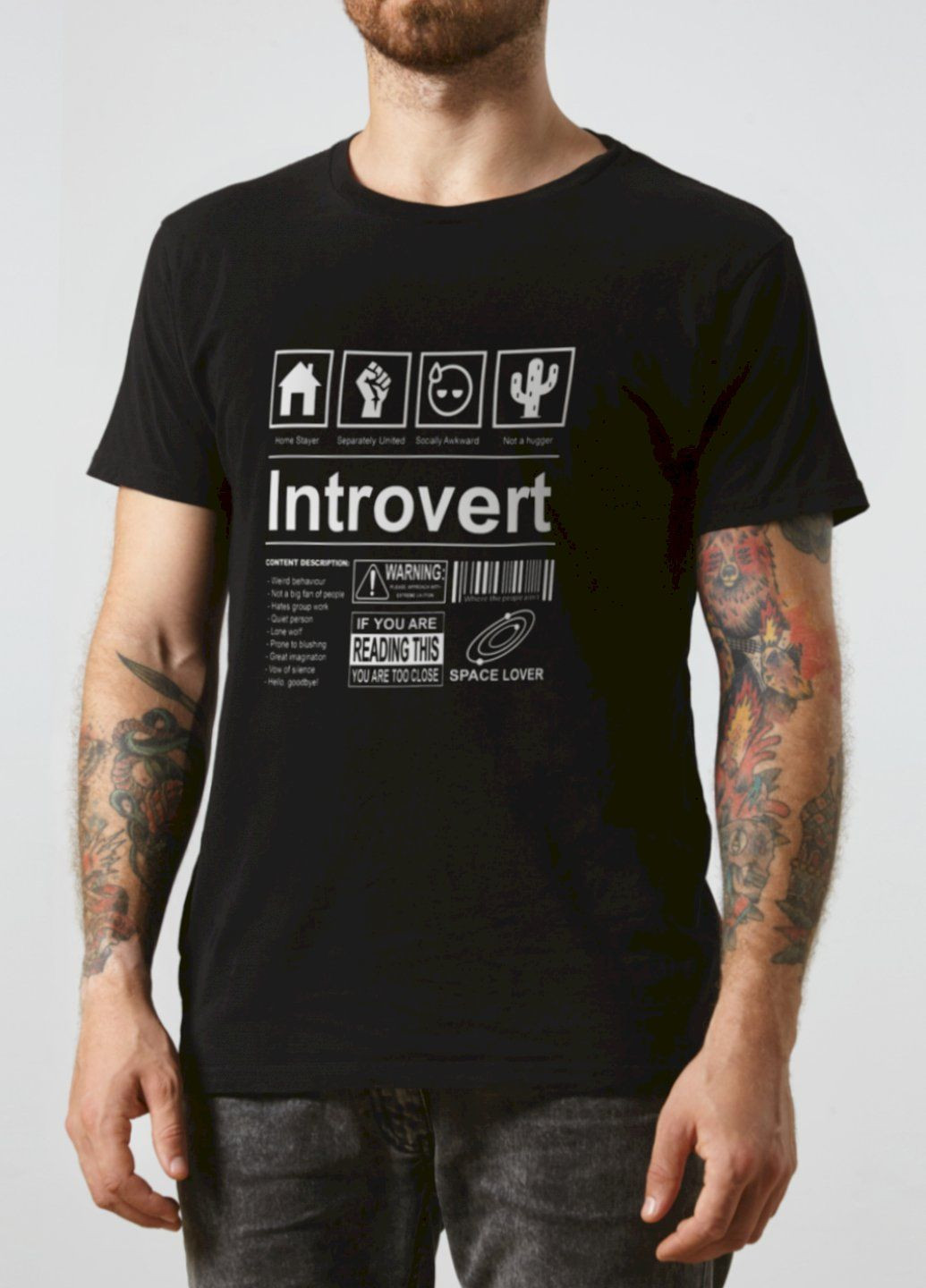 Черная футболка черная мужская "introvert" Ctrl+