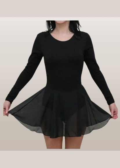 Купальник трико для танцев, гимнастики черный с юбкой No Brand тріко (297530956)