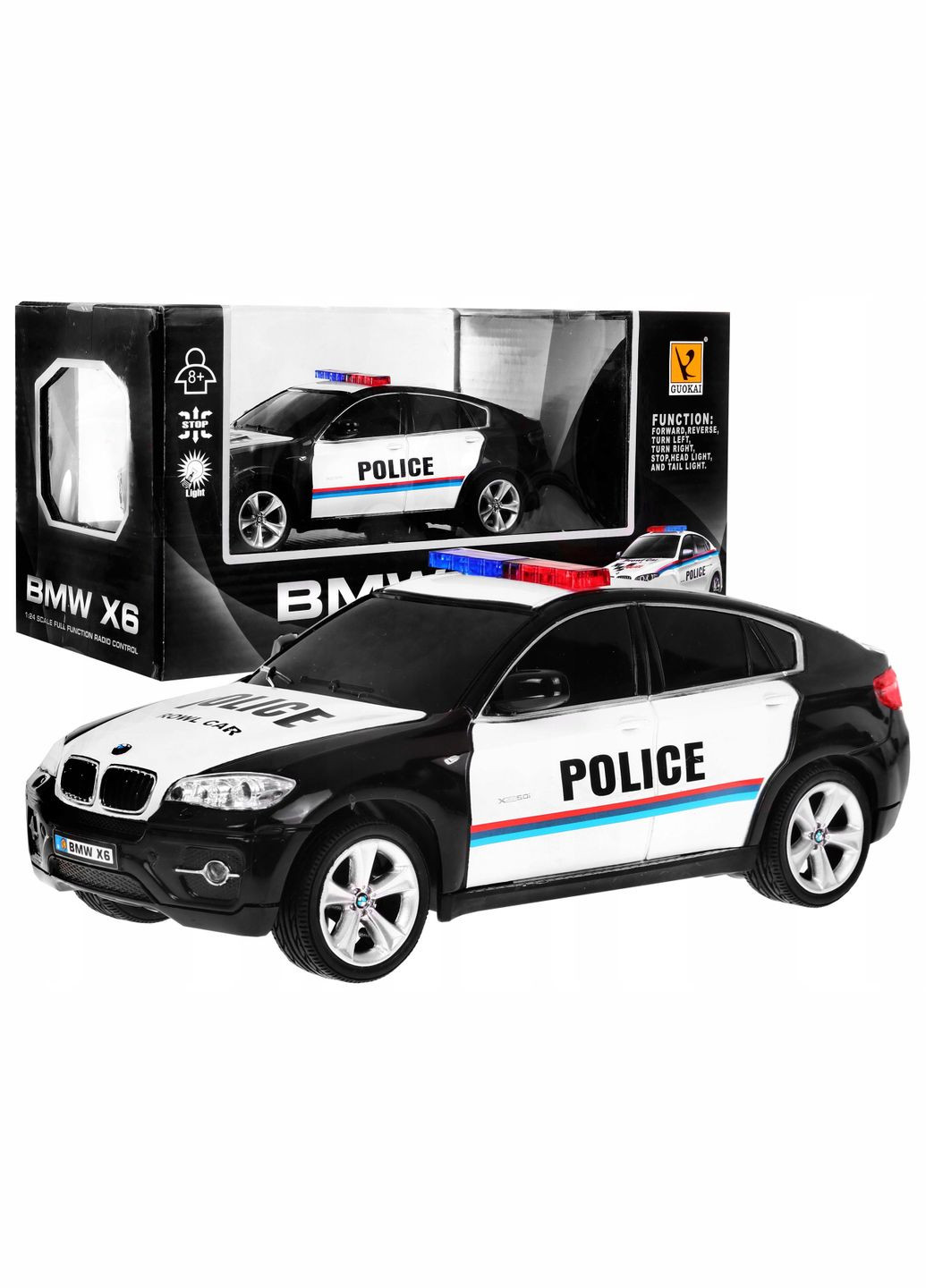 Машина на радиоуправлении "BMW X6 police", масштаб 1:24, черная (8662404P) Shantou Yisheng (290841011)