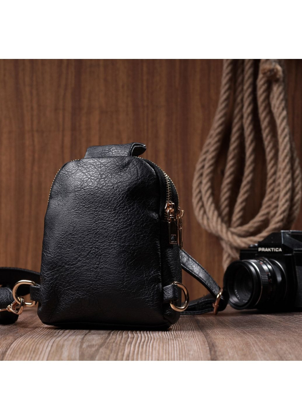 Небольшая женская сумка через плечо на два отделения из экокожи 13х18х4 см Vintage (315874446)