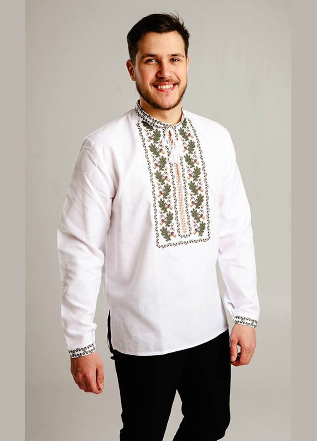 Белая мужская вышиванка vishivano4ka прямой хлопок (305834693)
