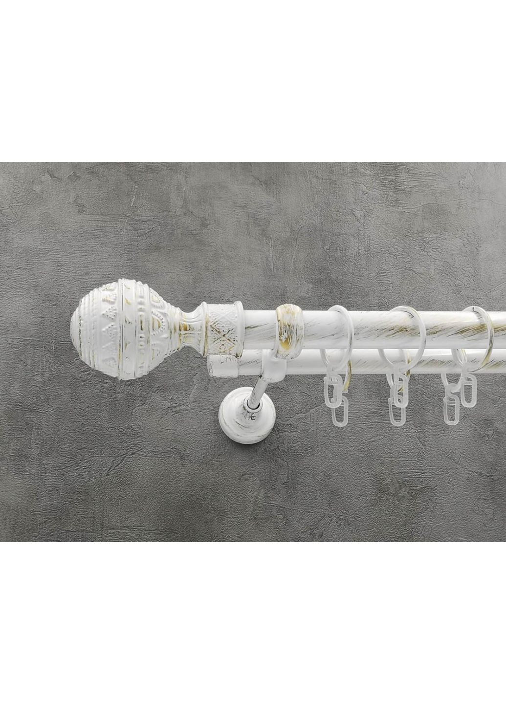 Карниз Арабеска гладка штанга подвійний відкритий 25/19 мм 240 см Біле золото Quadrum (352779494)