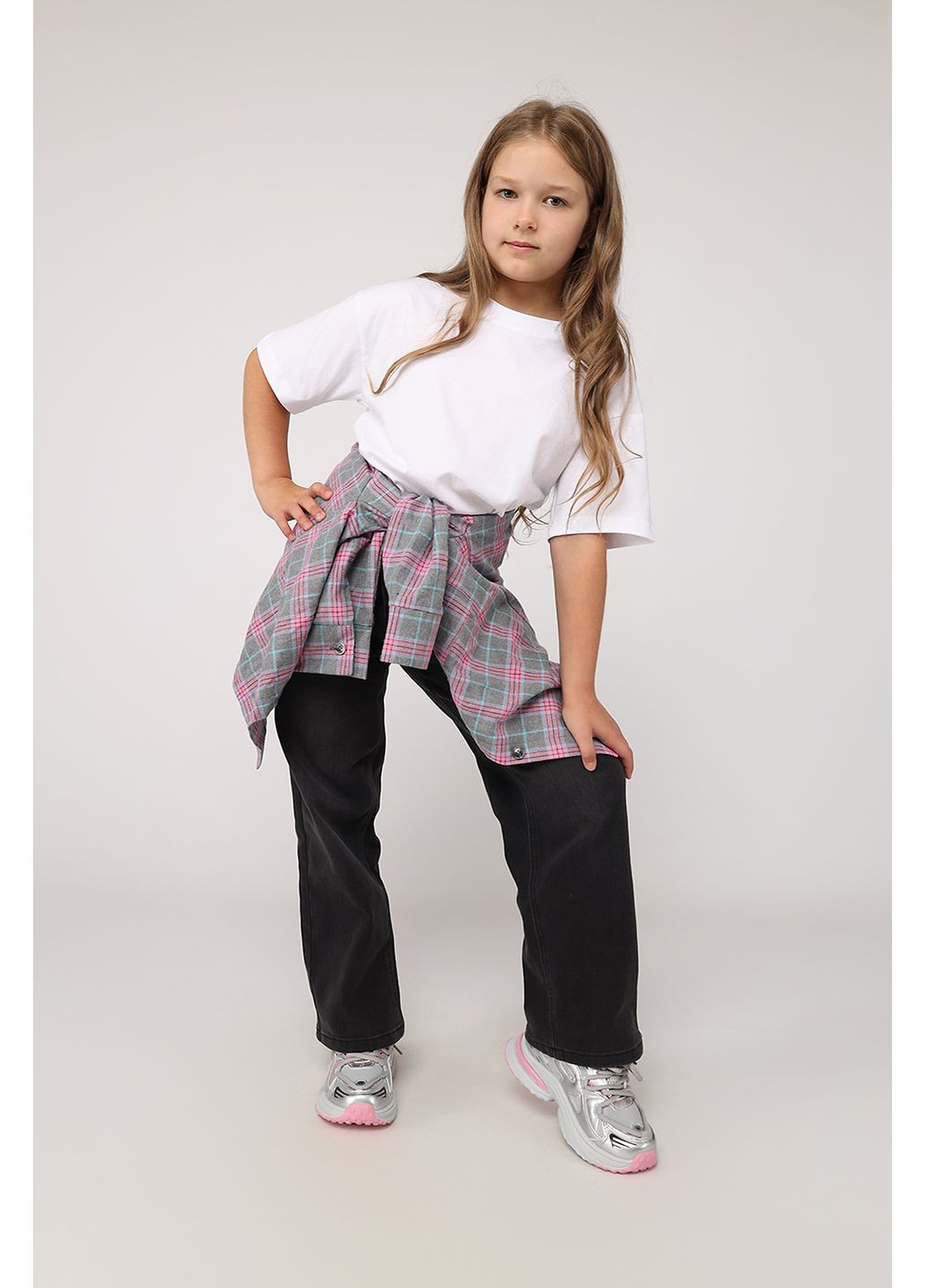 Темно-серые демисезонные джинсы wide leg для девочки цвет темно-серый cb-00279816 Yuki