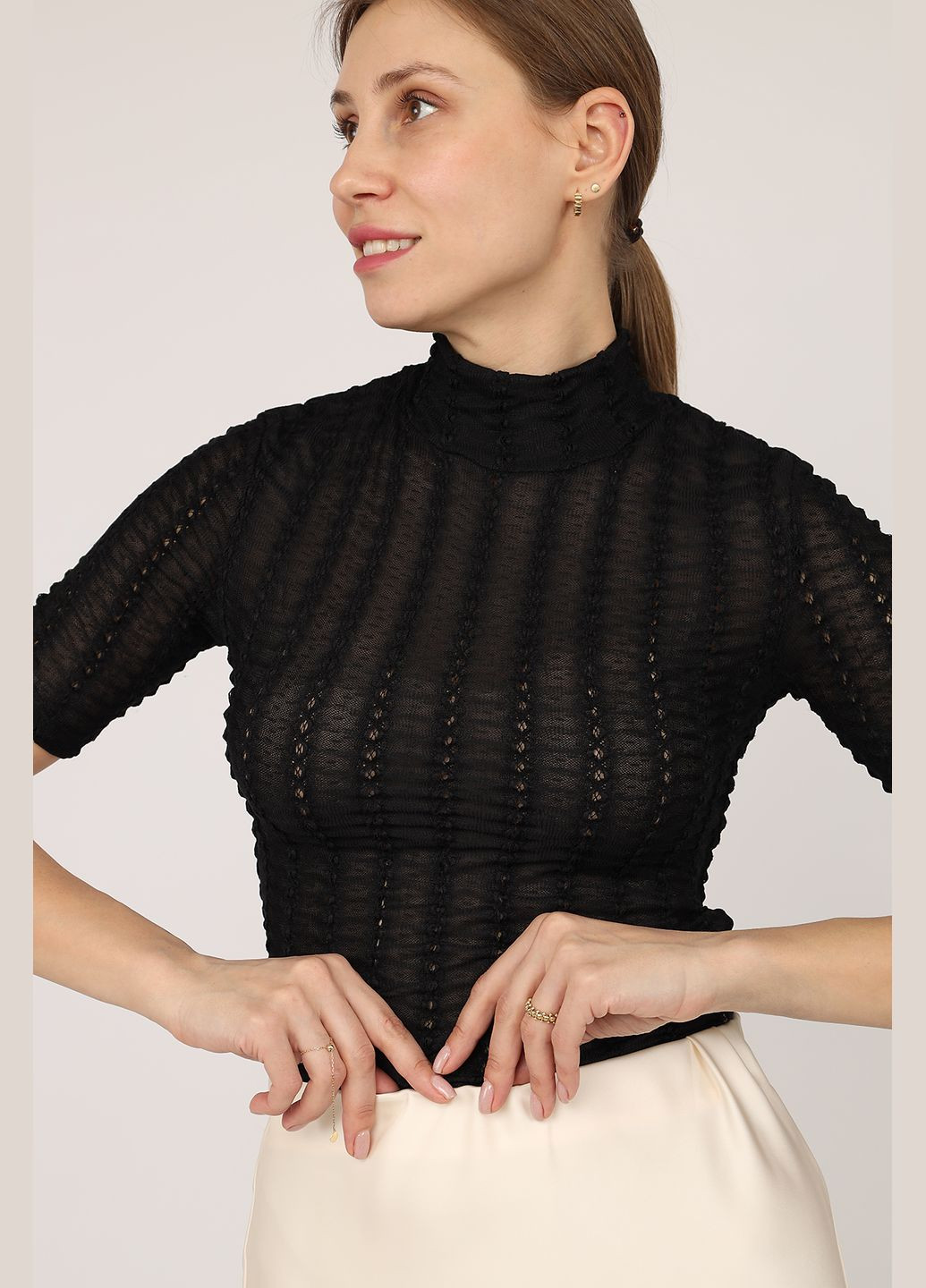 Футболка з коротким рукавом жіноча колір чорний CB-00272148 Lefon - (325814730)