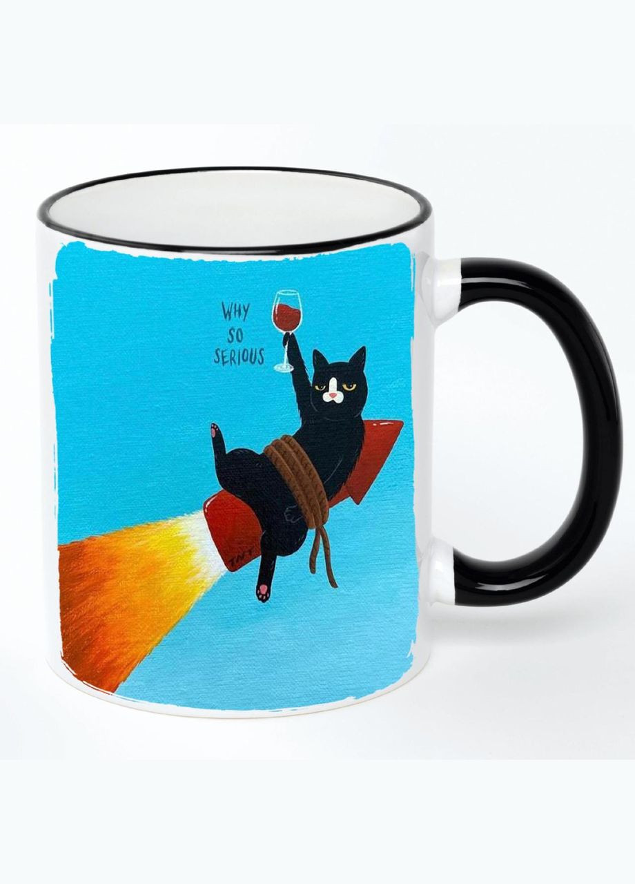 Чашка Арт #0023 (кружка, кружка) Белая с черной ручкой 330 мл No Brand (322713048)