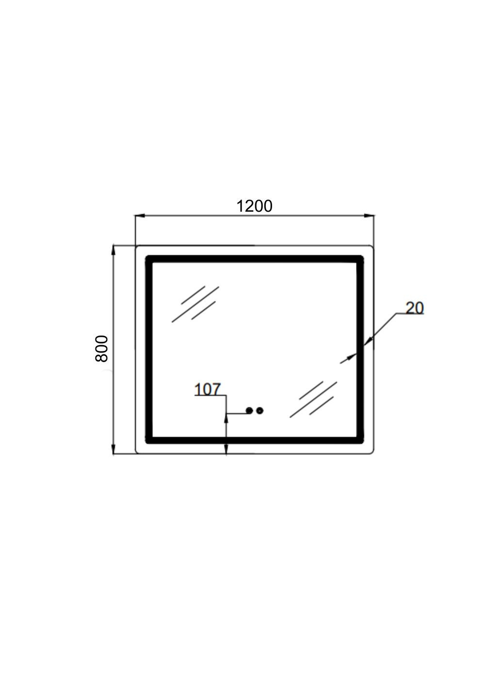 Дзеркало Mideya MI1) 1200х800 з LED-підсвічуванням Touch, з антизапотіванням, димером, рег. яскравості QT2078F12080 Qtap MI2 (369798988)