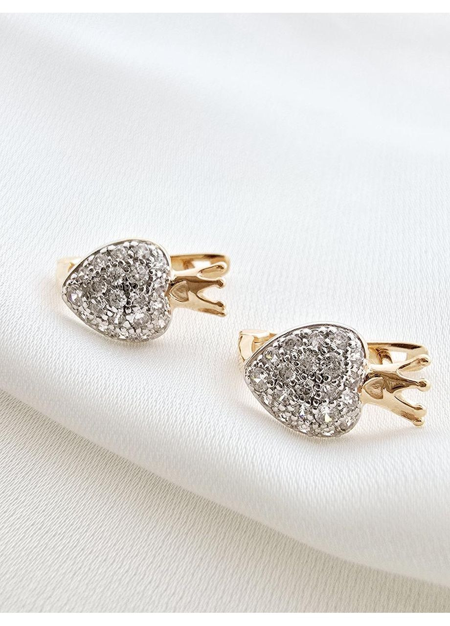 Золотые детские серьги «Сердце с короной» Харьковская ювелирная фабрика 700230-1с Харківська ювелірна фабрика (355795819)