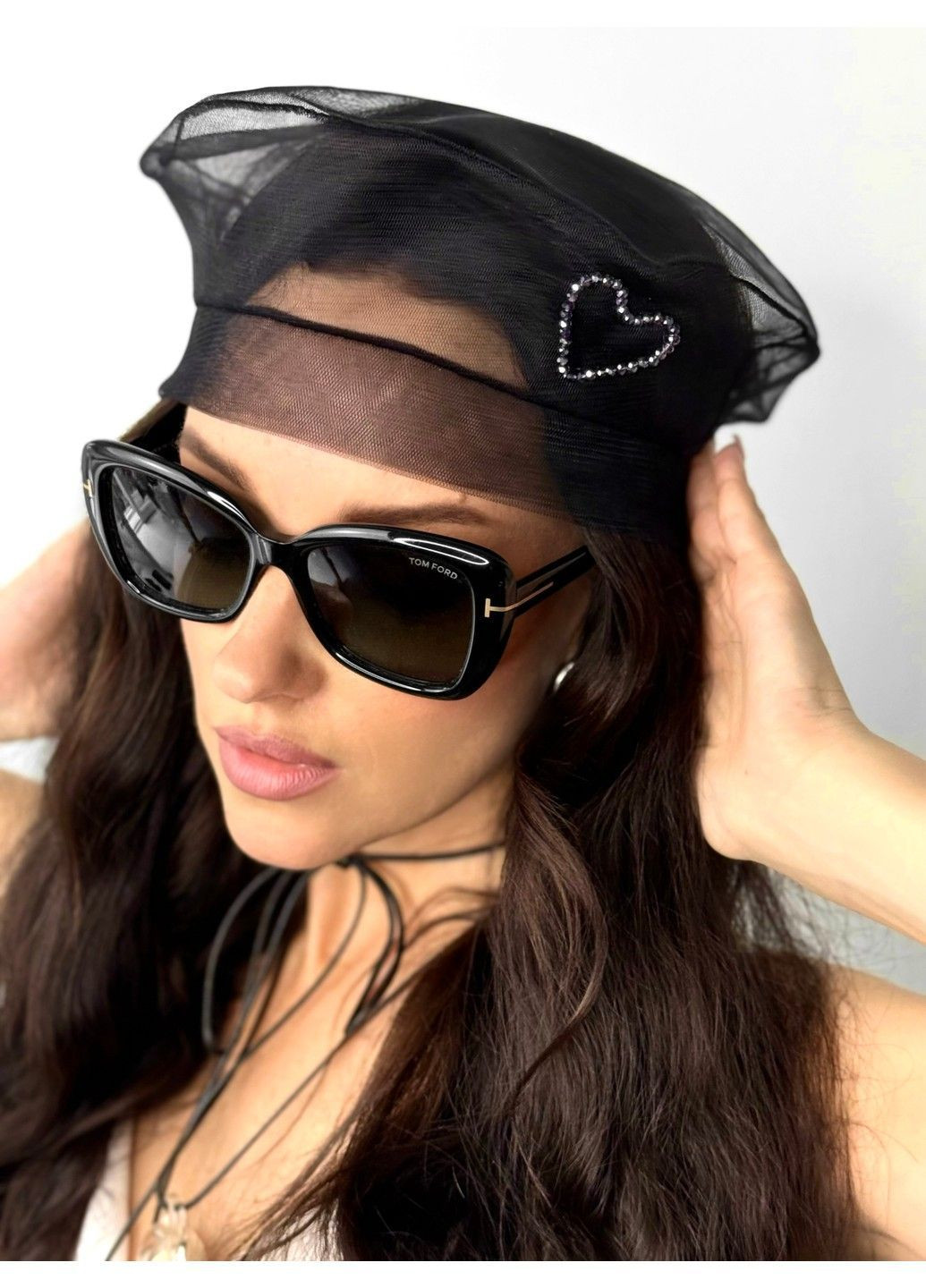 Летний берет сеточка с сердечком из бисера BANDANA QUEEN (366239280)