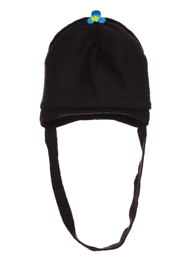 В'язка шапка для хлопчика на флісі з вусиками чорна 3м+ (51067) BABYKROHA (323469730)