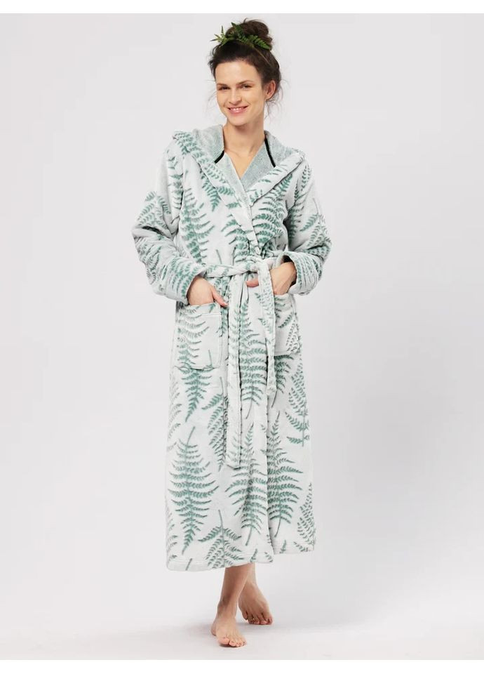 Женский теплый халат с папоротником XL Key (387087586)