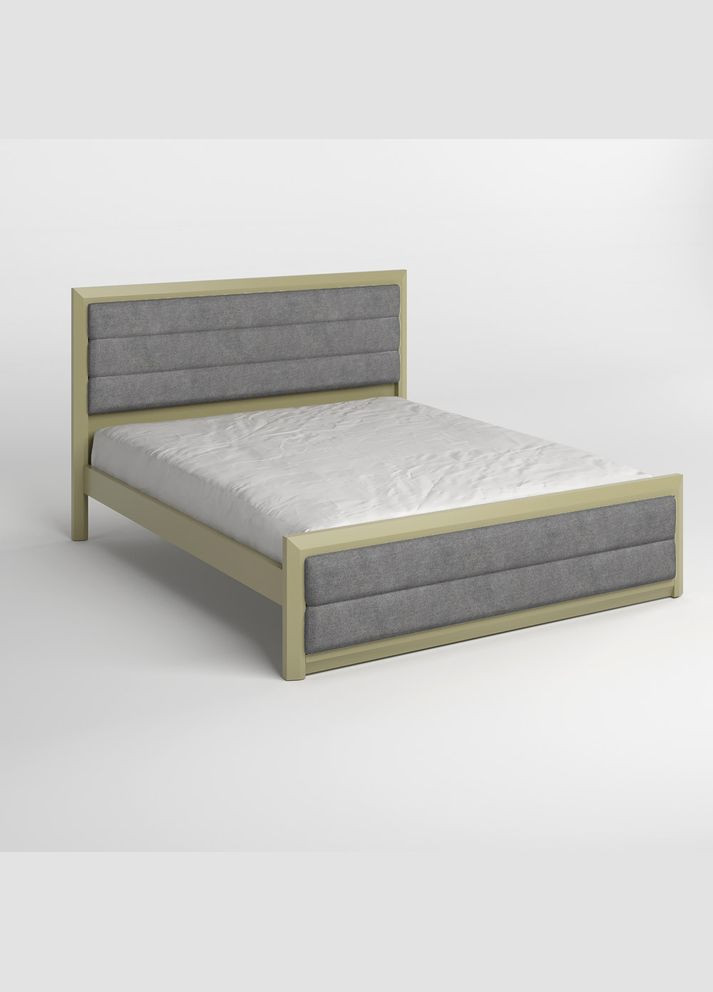 Полуторне дерев'яне ліжко Барселона Б5 (RAL1020)/Аляска 93 (Сірий) 120х190 см (MBG-14188) Mebigrand (366086207)