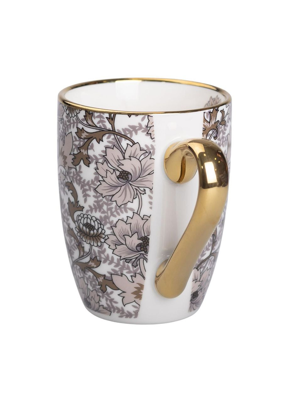 Керамическая кружка 400 (мл) с золотым ободком для чая и кофе Коричневая No Brand (369472945)