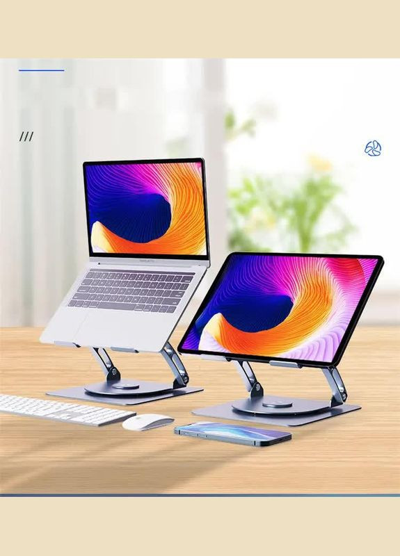 Подставка для ноутбука S63 складная поворотная 3600C с вентилятором Rotatable Laptop Stand Silver VHG (334305099)