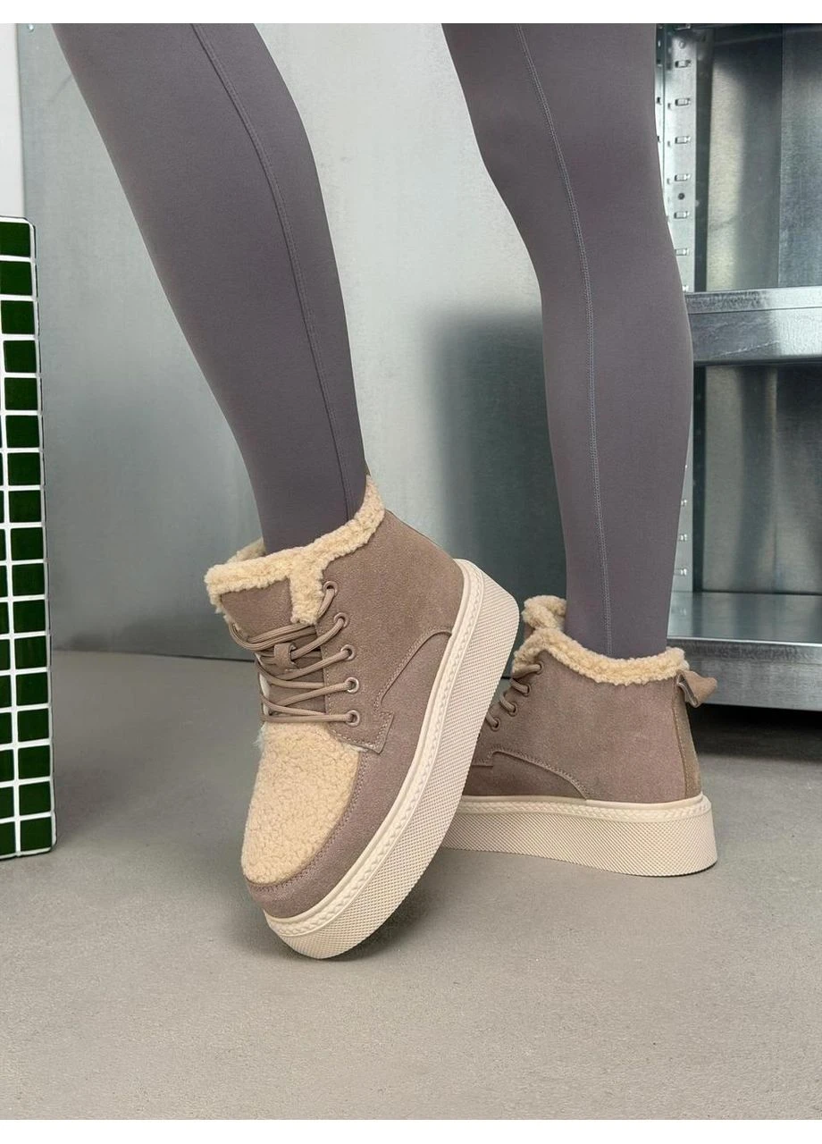 Жіночі Черевики Бежево Коричневі Однотонні Класичні Зимові Seli No Brand (395635778)