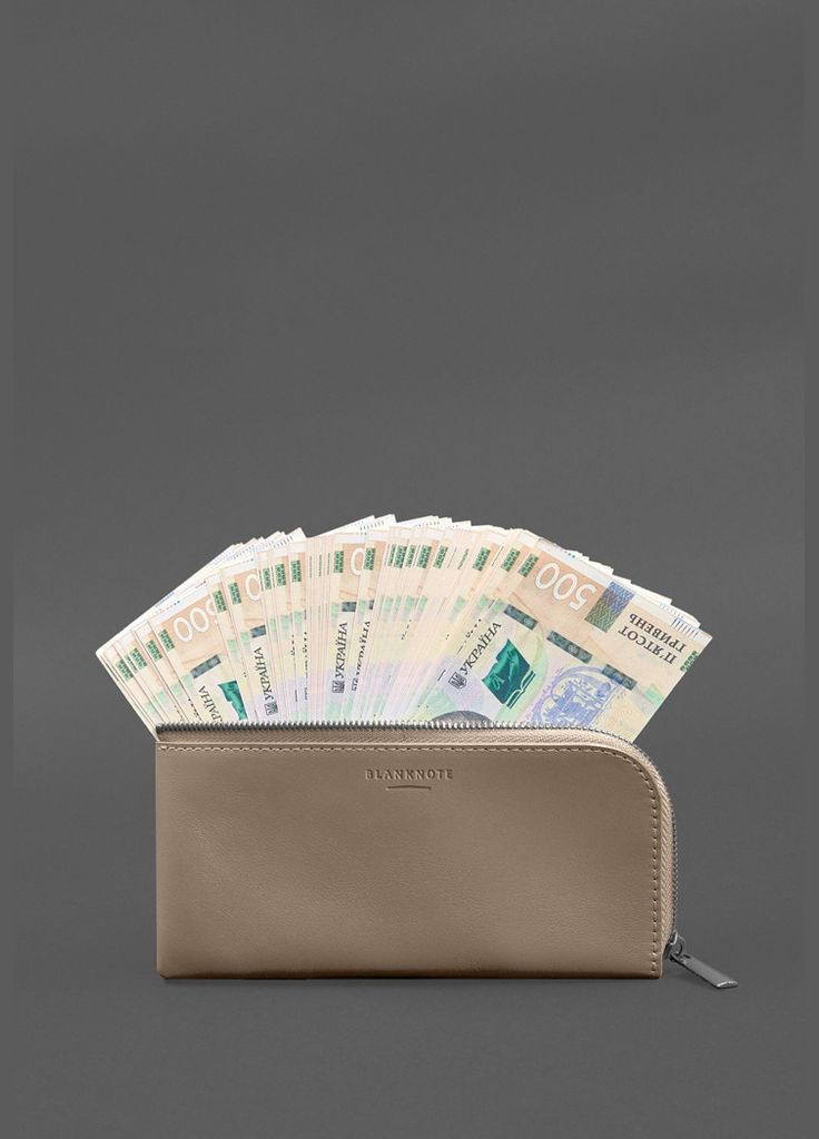 Шкіряний портмоне-купюрник на блискавці 14.1 світло-бежевий (A-028721) BlankNote (328444696)