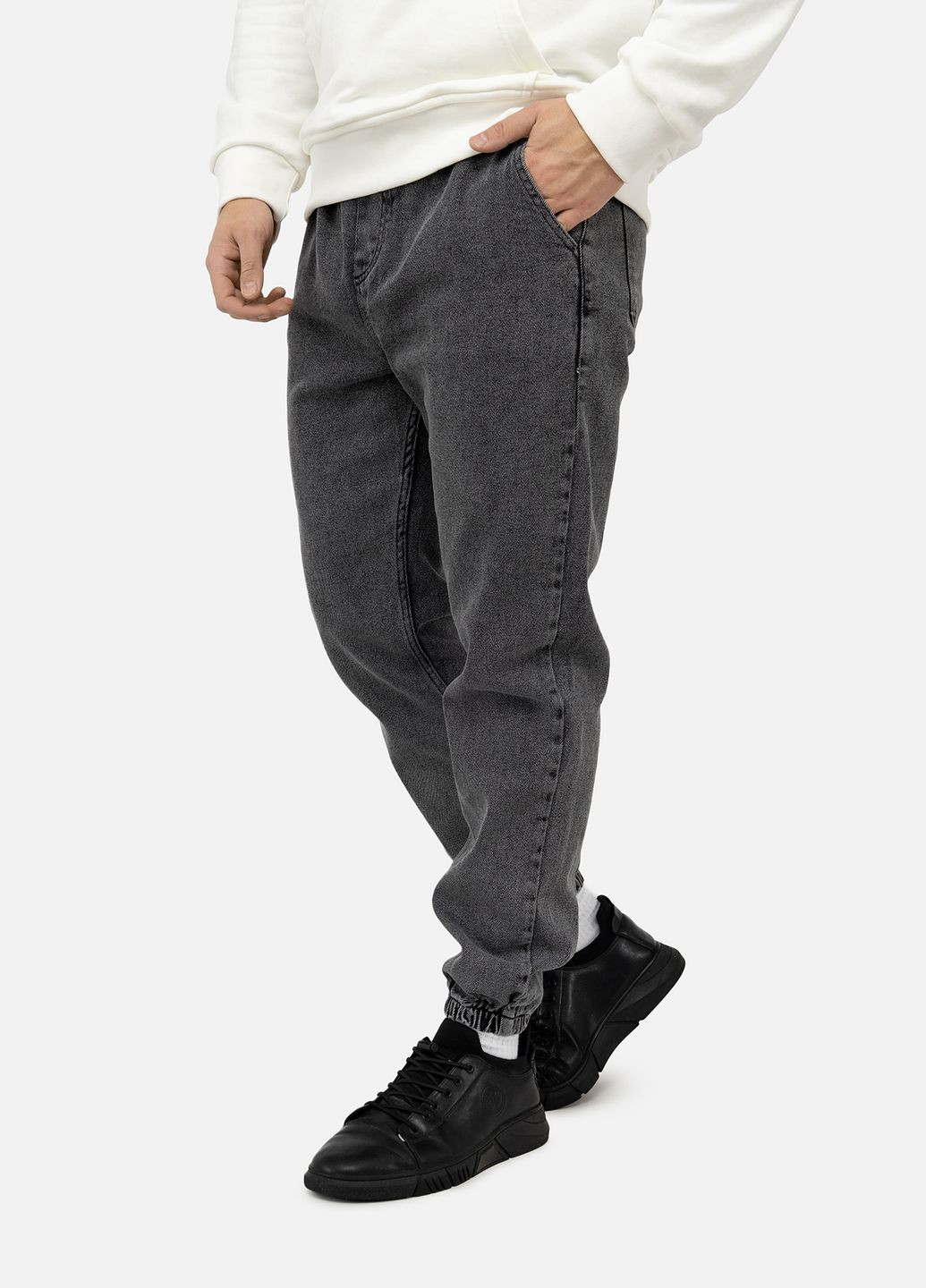 Серые демисезонные мужские джинсовые джогеры цвет серый цб-00241661 INTERCODE