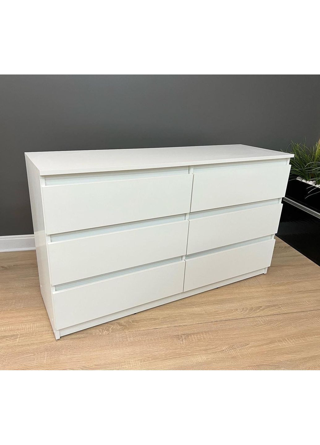 Комод "Kvatro 130" на 6 ящиков 1300х750х400 мм. Белый No Brand (365795127)