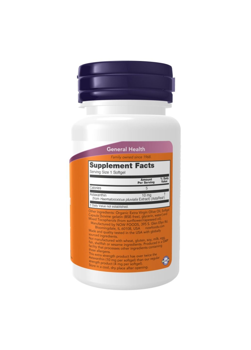 Добавка Astaxanthin Extra Strength 10mg - 30 softgels Now Foods (330105573)