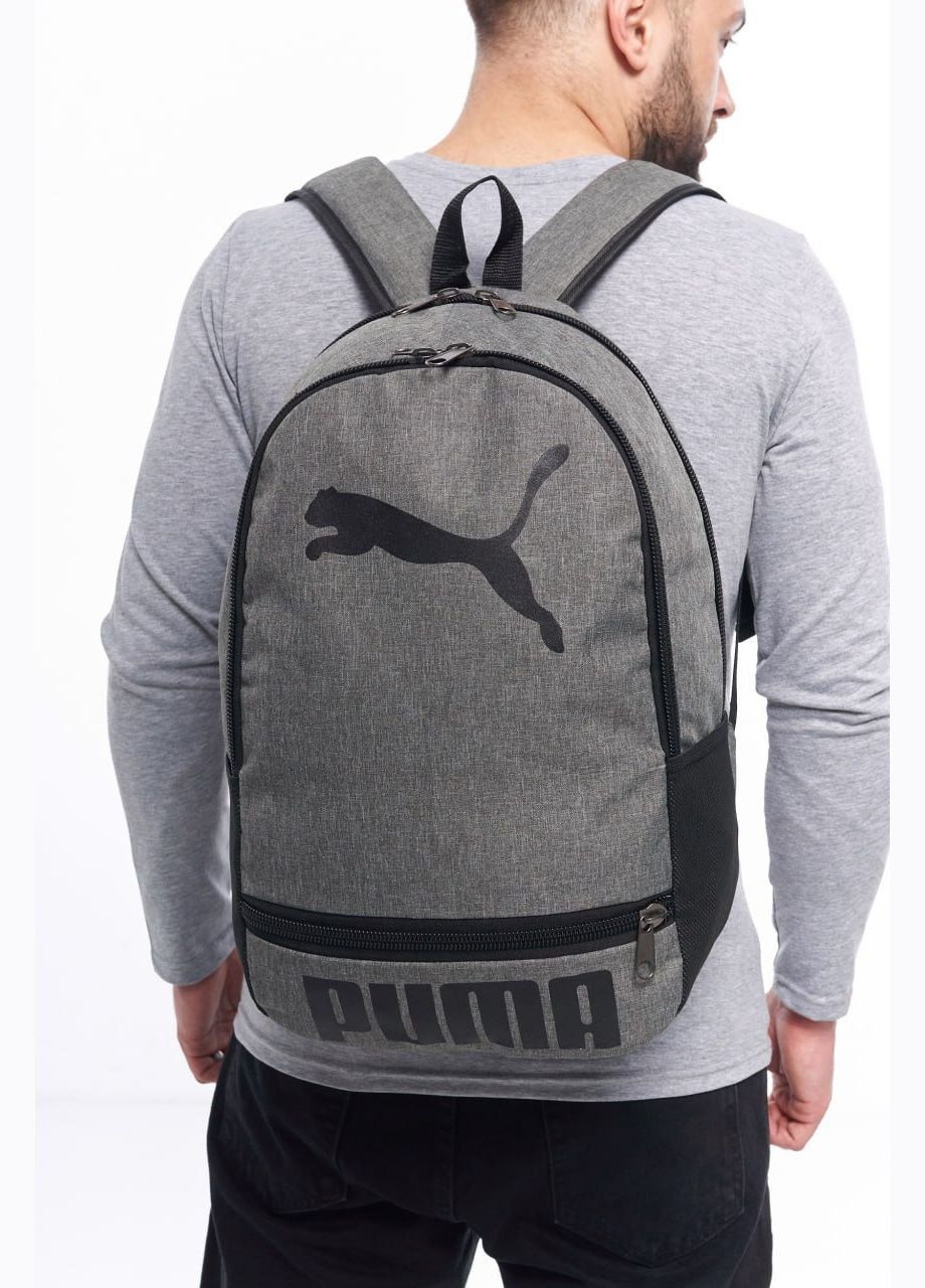 Рюкзак сірий меланж велике лого No Brand (343315733)