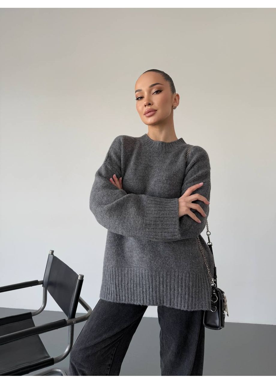 Графітовий демісезонний жіночий базовий светр Fashion