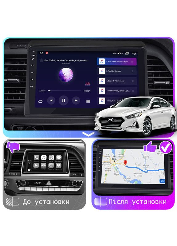 Штатная магнитола 9" для Hyundai Sonata VII (LF) Рестайлинг 2017-2019 2/32Gb CarPlay 4G Wi-Fi GPS P 10шт Lesko (336198868)