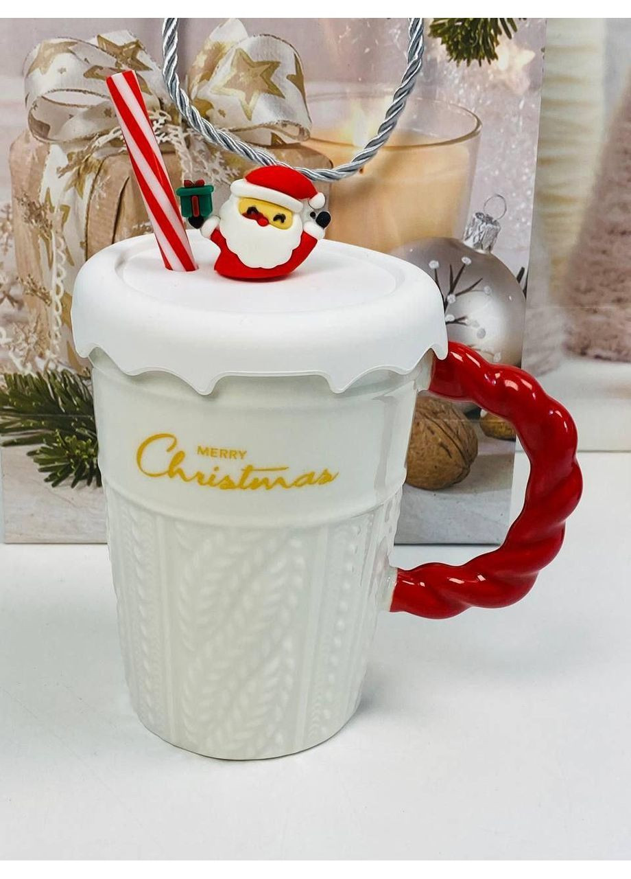 Кружка чашка (кришка+трубочка)360мл "Різдвяний Гламур" стильний і зручний аксесуар OSM (365549059)