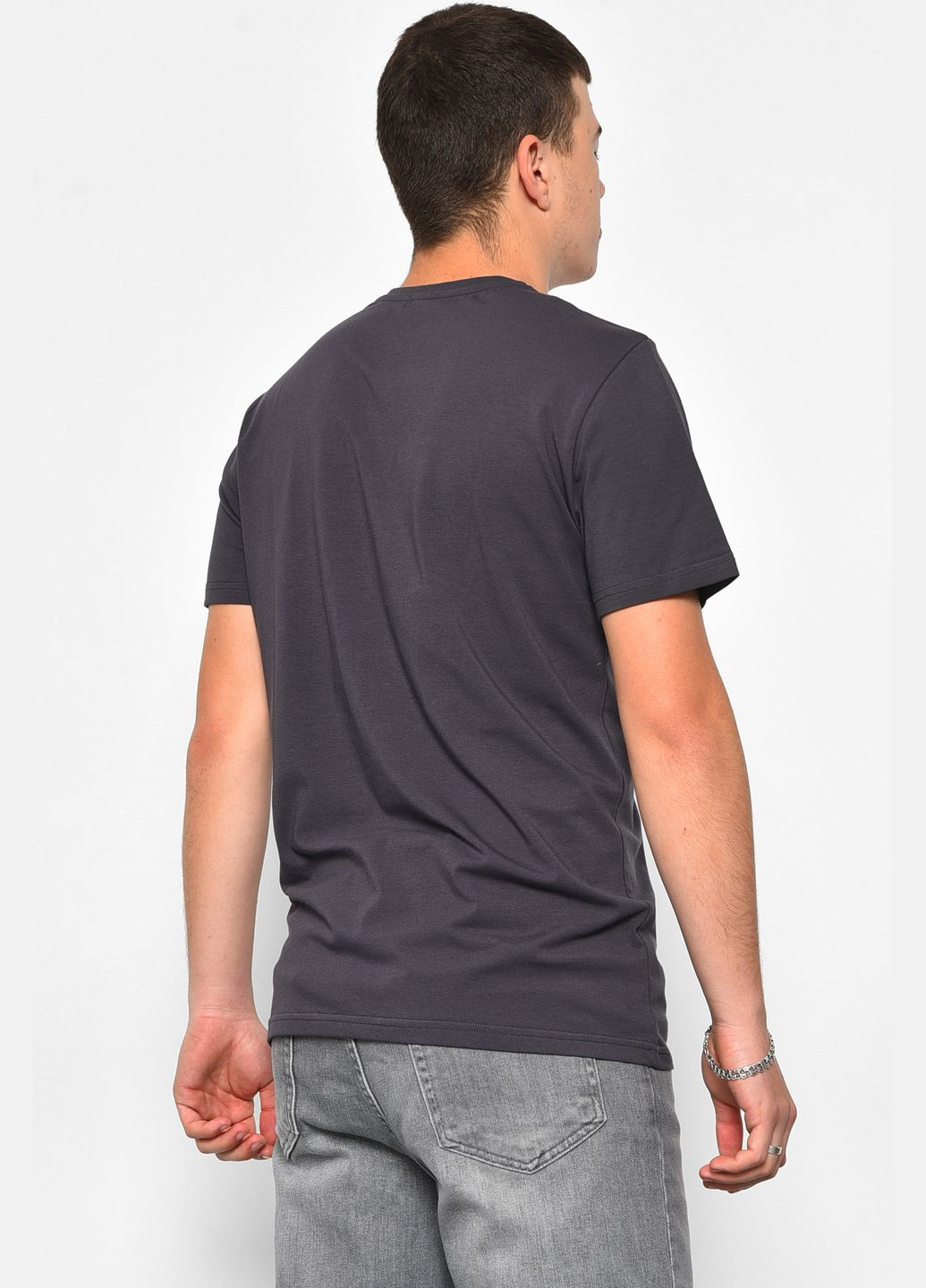 Темно-серая футболка мужская полубатальная темно-серого цвета Let's Shop