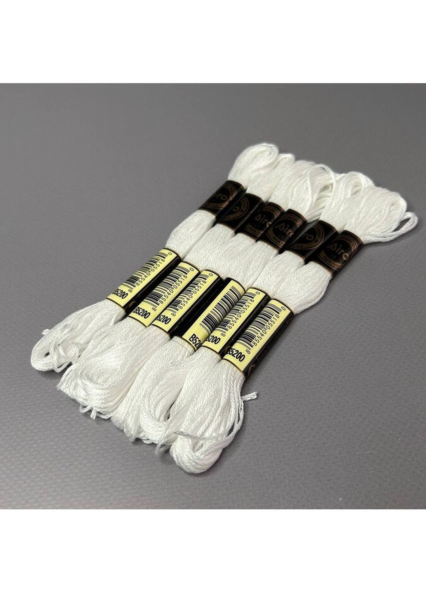 (6 шт по 8м) Набір муліне Airo (нитки для вишивання) - білий Plus-plus (352746535)