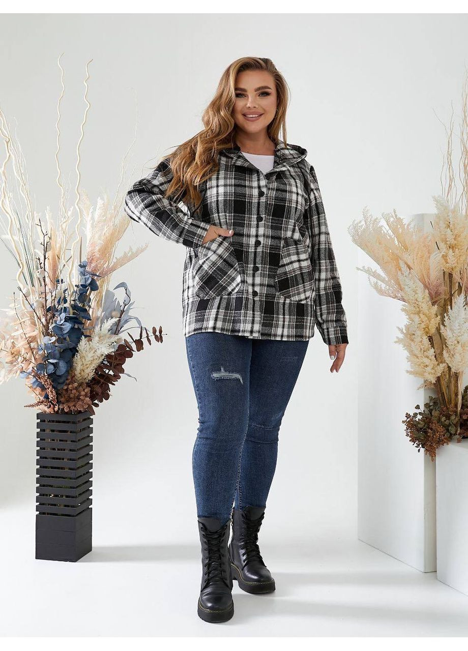 Черно-белая повседневный, домашний, кэжуал рубашка в клетку No Brand с длинным рукавом