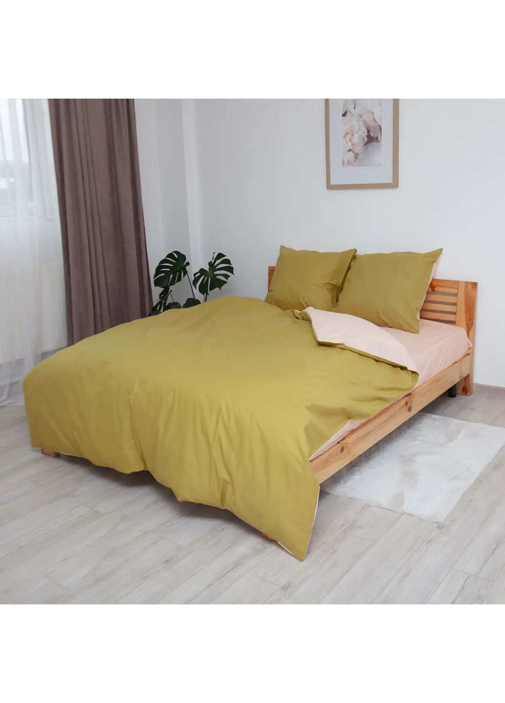 Комплект полуторний постільної білизни з наволочками 70*70 см, 115 гр/м2 Мінеральний онікс Хакі (13650150215) ТЕП (364099959)