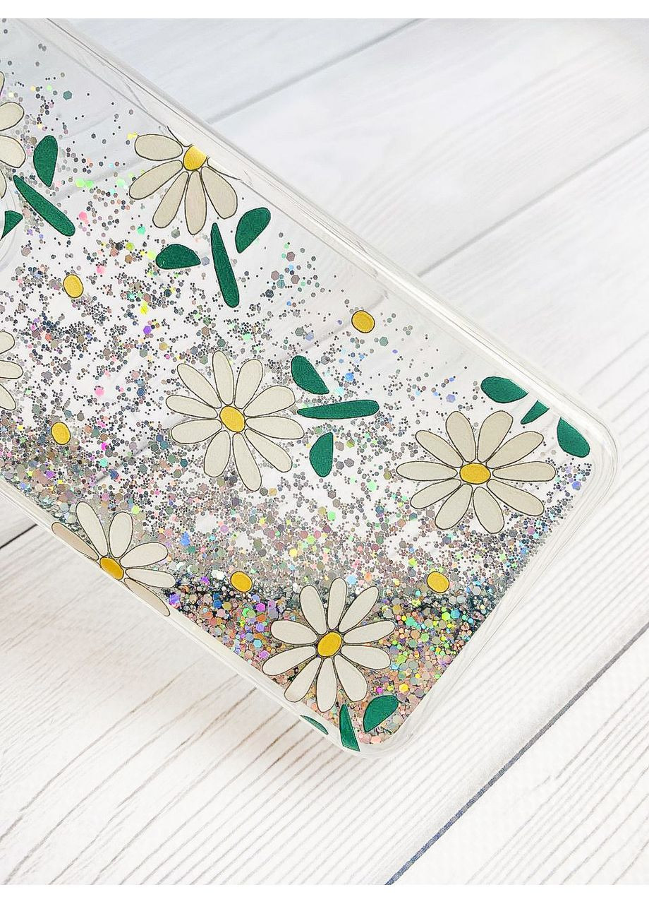 Чехол с плавающими серебряными блестками на Samsung Galaxy A35 Ромашки (принт 368) Creative (362025991)
