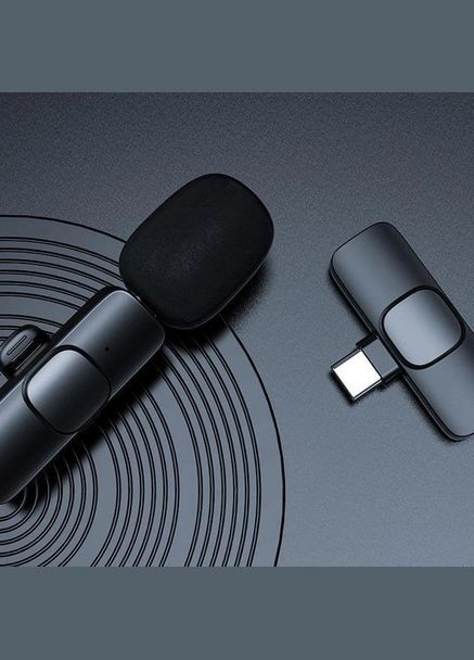 Подвійний петличний бездротовий мікрофон K9 Type-C, Чорний Art (290889109)
