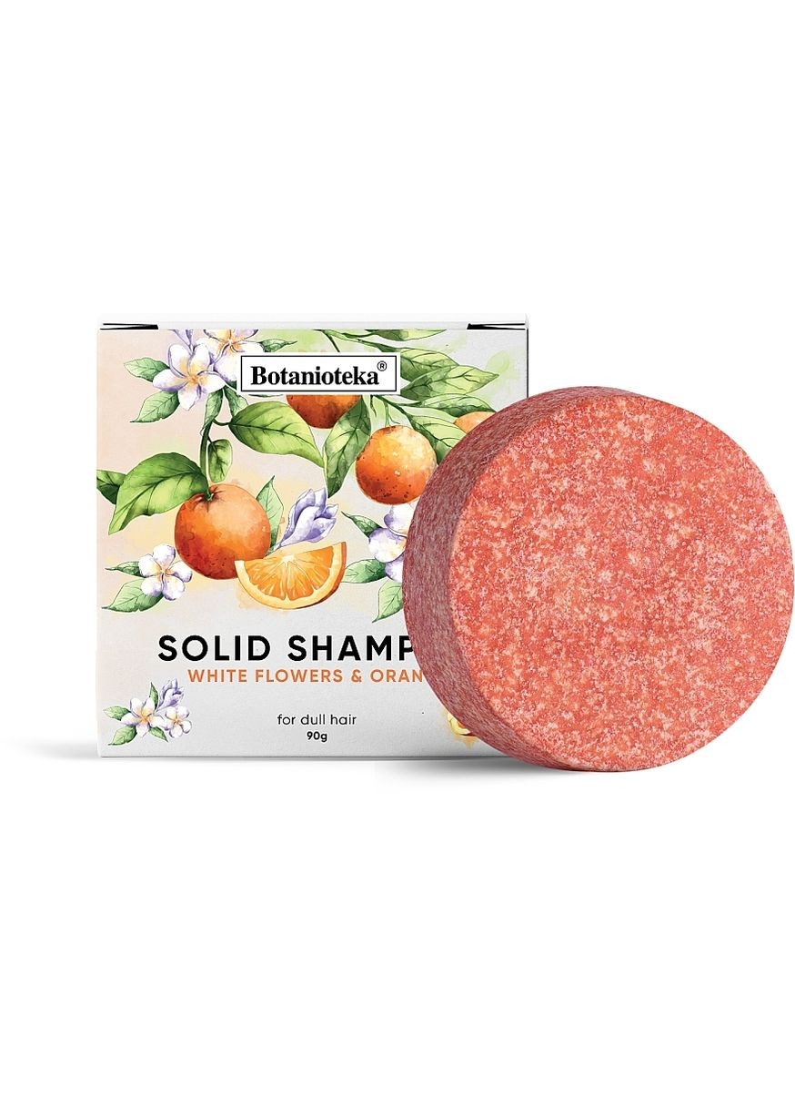 Твердый шампунь для тусклых волос "Апельсин и белые цветы" Solid Shampoo For Dull Hair 90g. Botanioteka (369125560)
