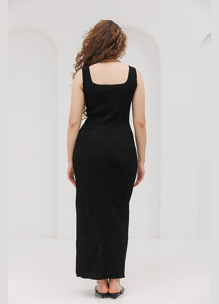 Чорна довга сукня-майка із жатого трикотажу Arjen