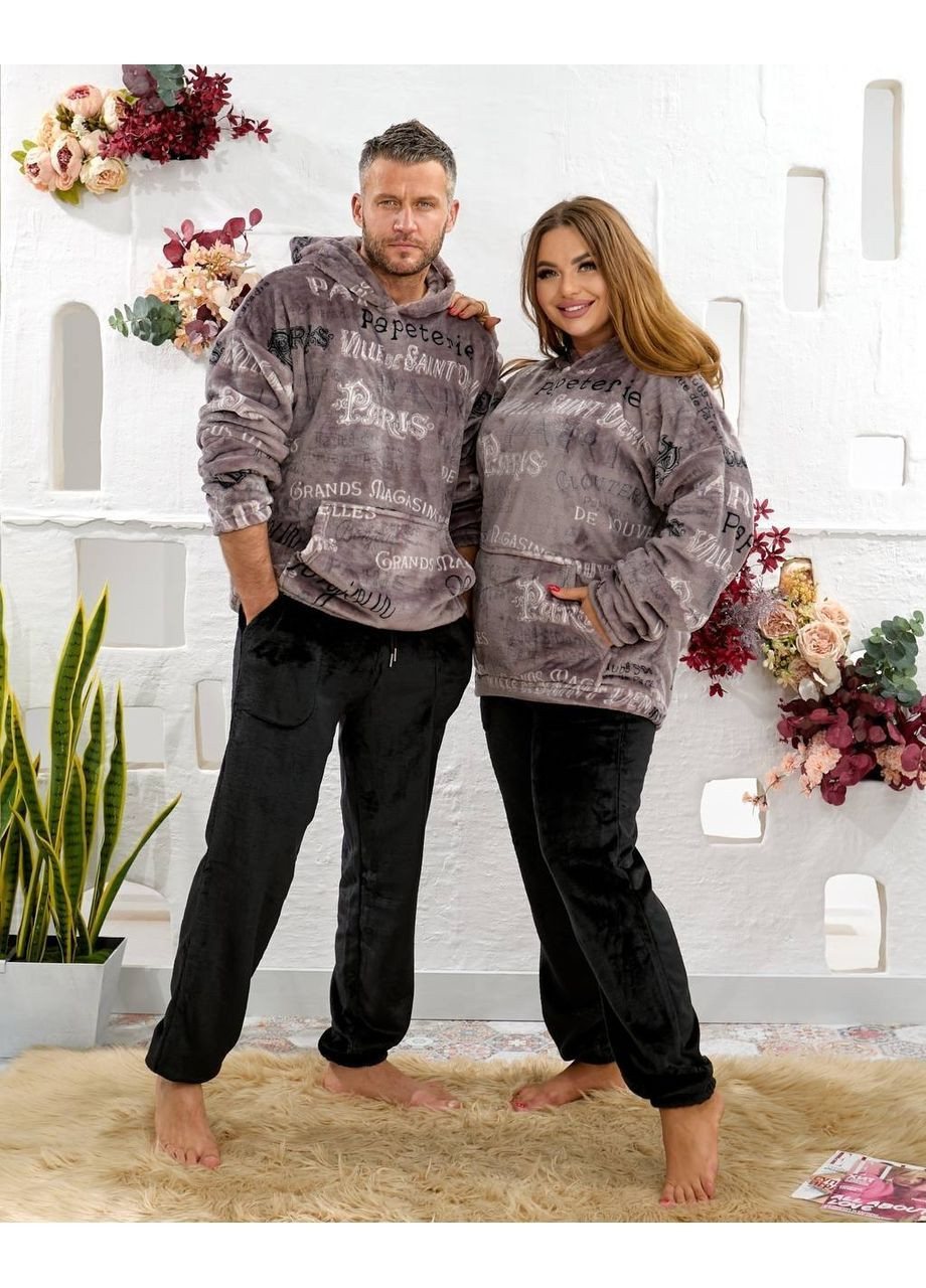 Бежева піжама жіноча тепла штани і кофта з капюшоном. плюшева піжама No Brand