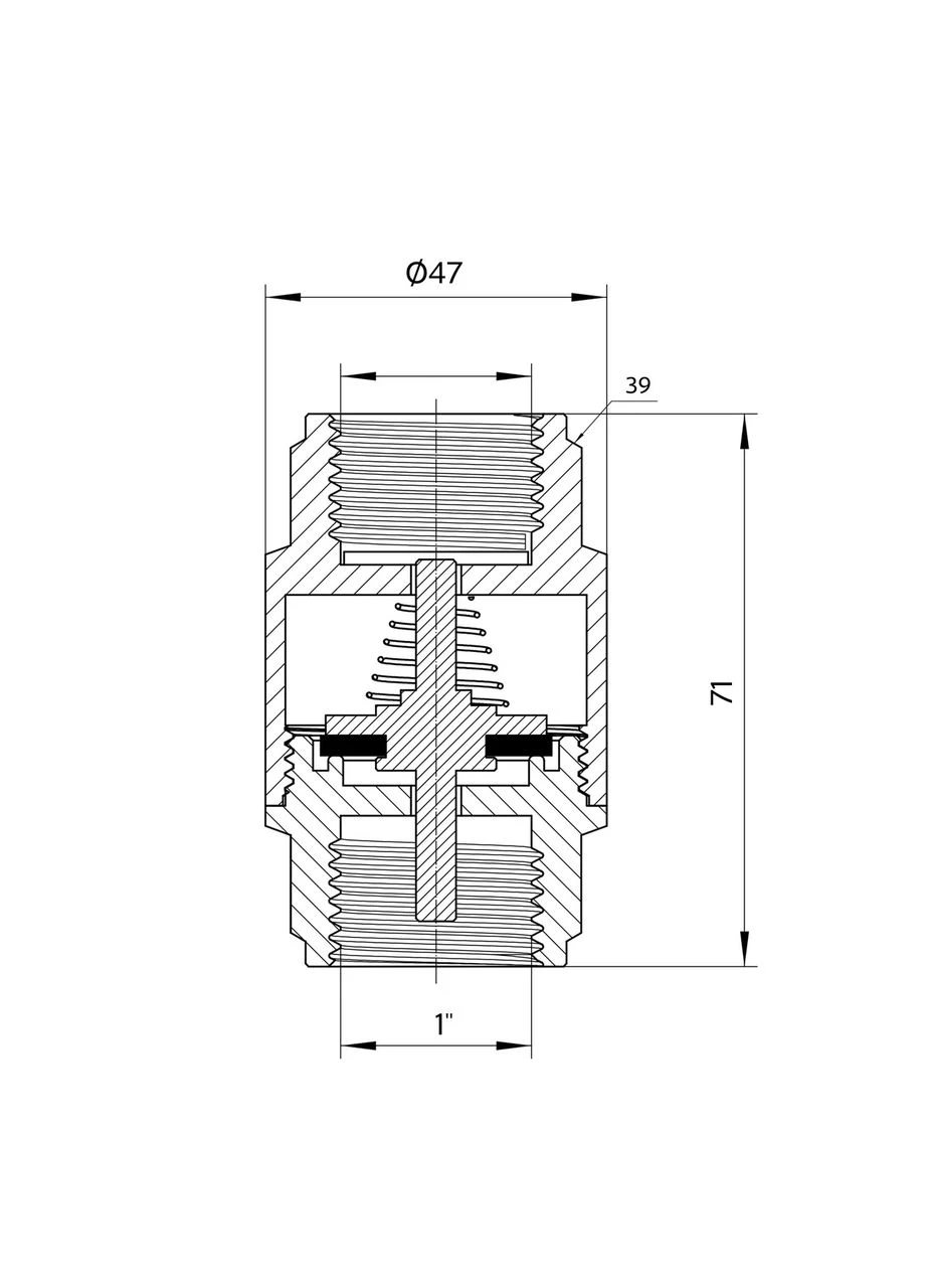 Обратный клапан Forte 1" ВВ никель с латунным штоком TAF240W25 Thermo Alliance (397094143)