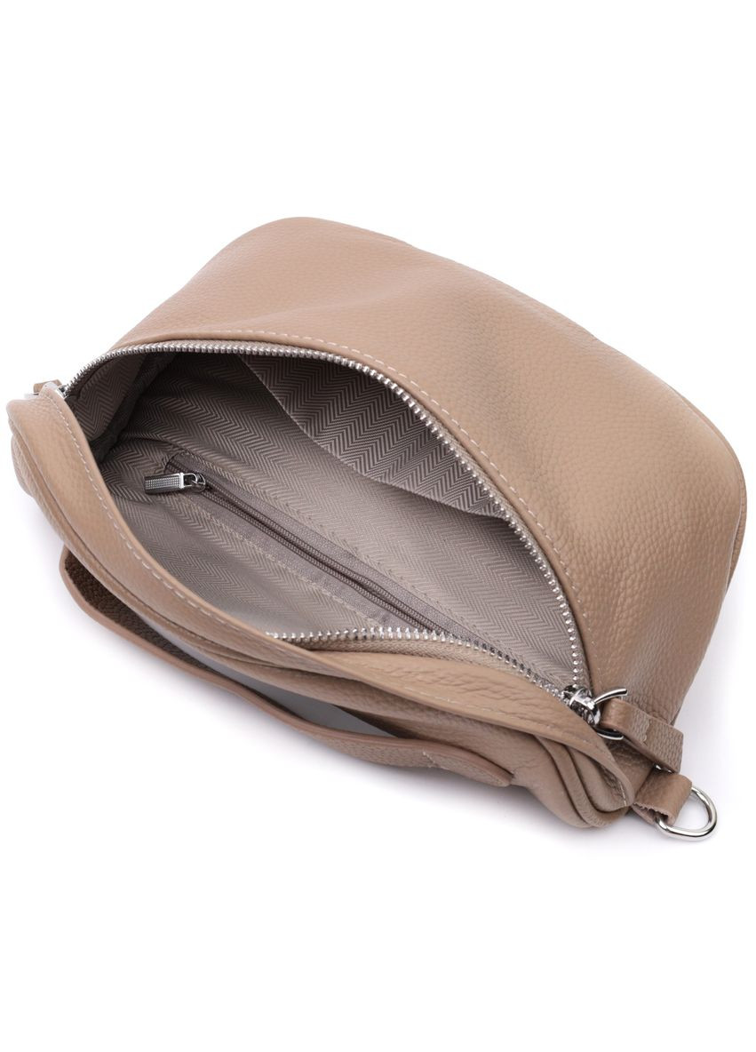 Летняя женская кроссбоди через плечо в классическом цвете из натуральной бежевой кожи 22657 Vintage (329196654)